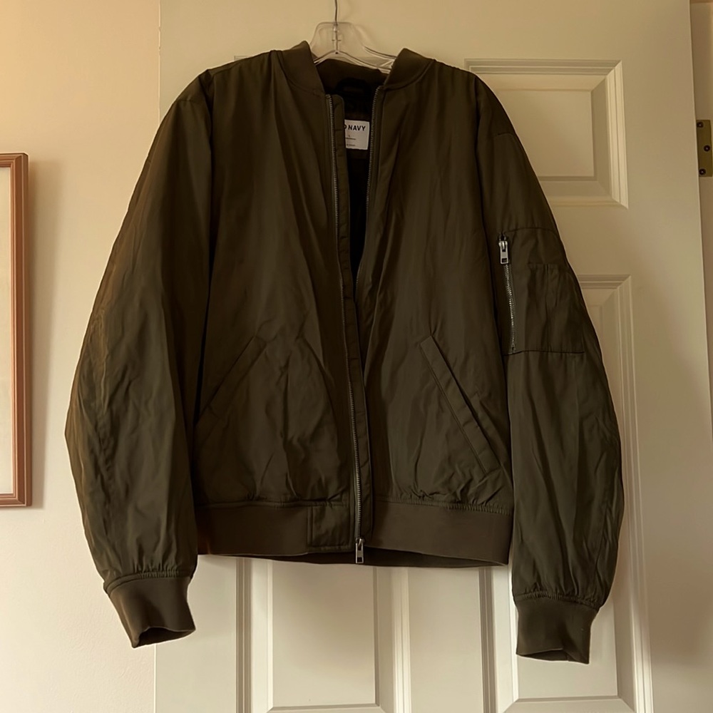 Large Old Navy Bomber Jacket in Olive Green